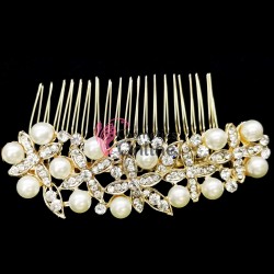 Accesoriu modern pentru decor par CA015TT Auriu cu cristale si perle